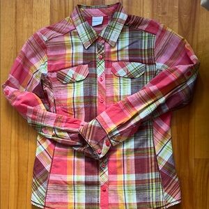 Columbia Colorful Plaid Button-Up Shirt size M
